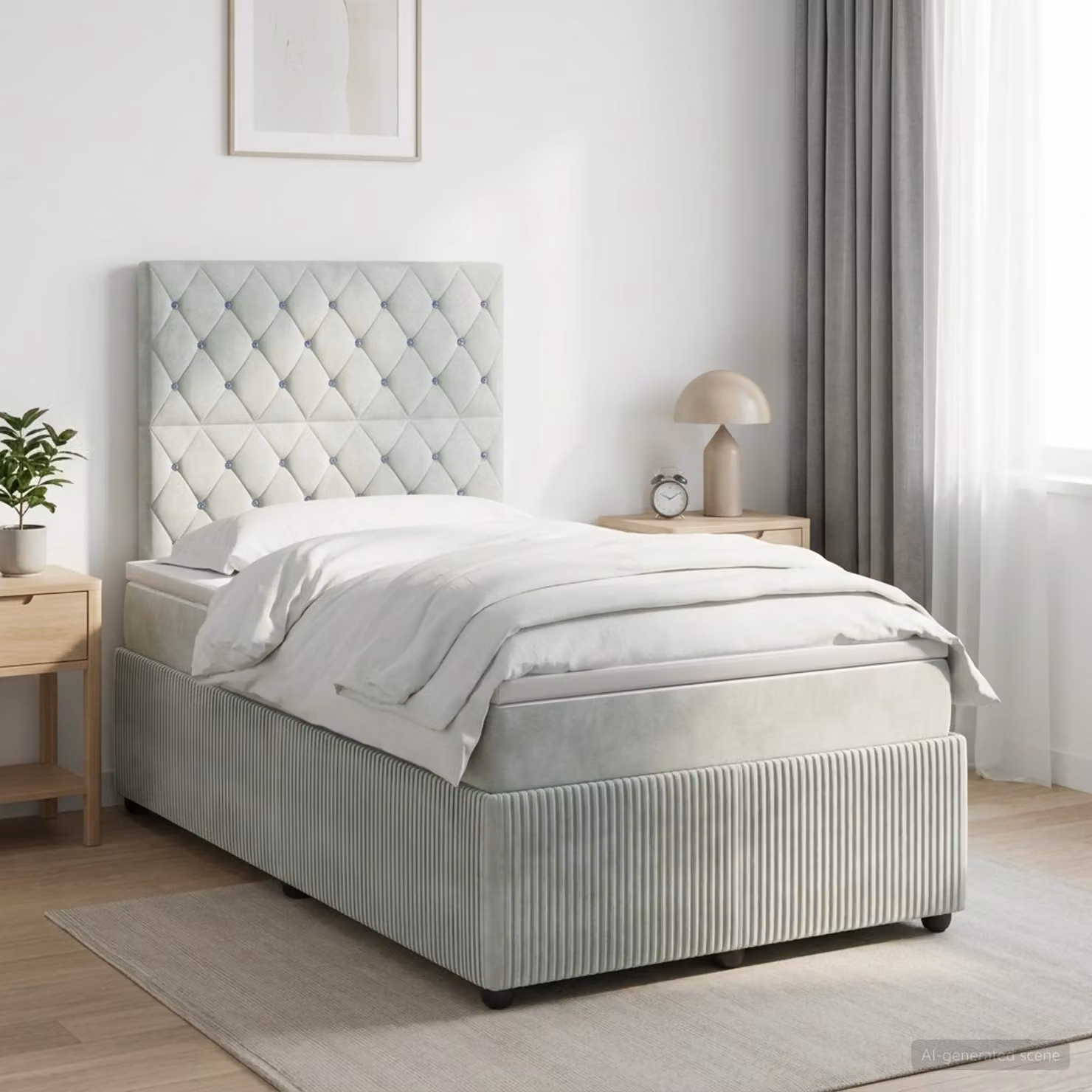 Letto box spring ibrido vidaXL con materasso a molle insacchettate in tessuto grigio e bianco L/P: 120 x 200 cm