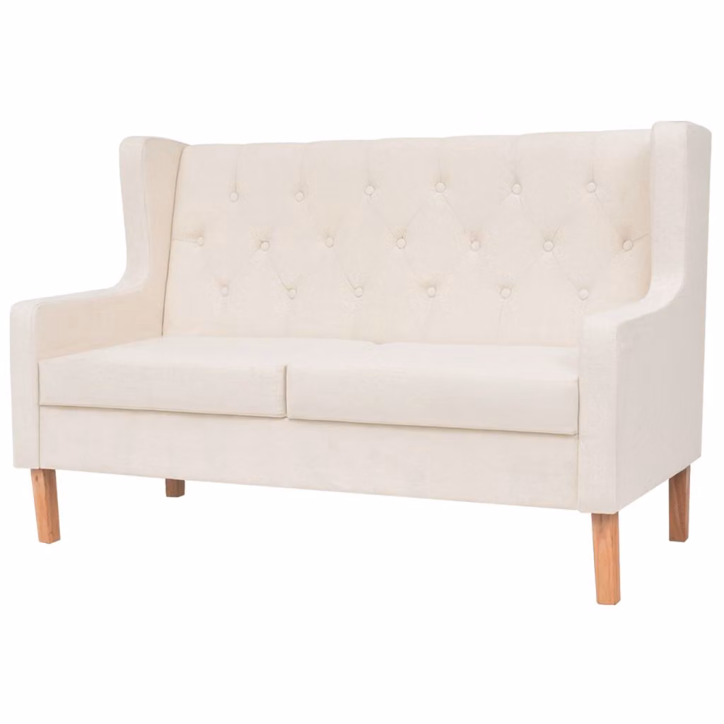 vidaXL Set divano 2 pezzi in tessuto bianco crema