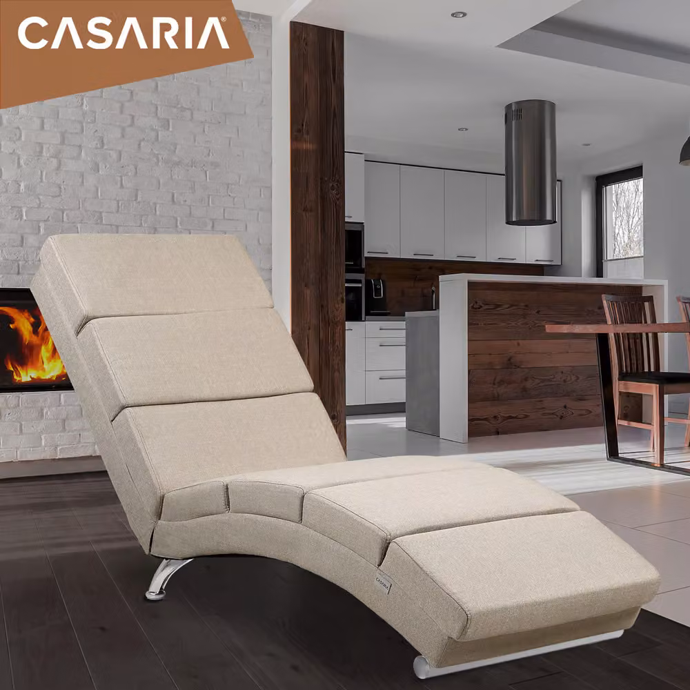 Poltrona relax London Casaria beige in tessuto con design ergonomico moderno – 3