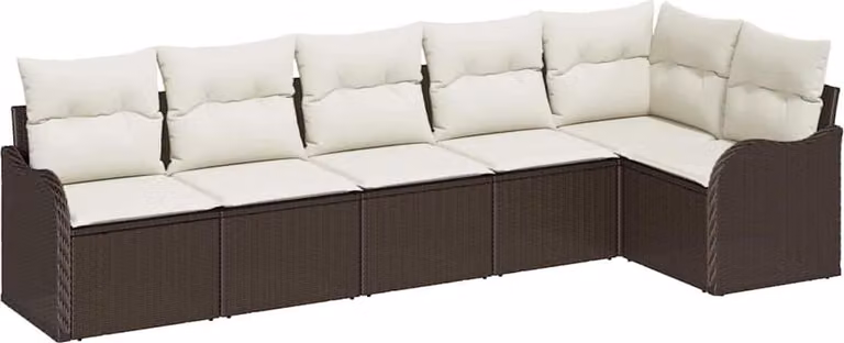 Set Divano da Giardino 6 pcs Marrone polyrattan