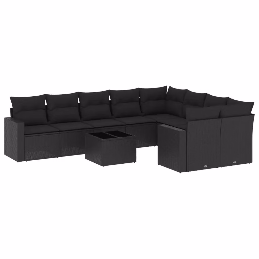 vidaXL Set Divani da Giardino a L con Polyrattan e Cuscini, Nero – 2