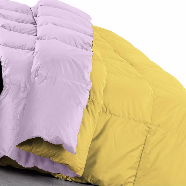 Trapunta in piuma bicolore Dalia DaunenStep, traspirante e termoregolatrice, multicolore giallo – 1