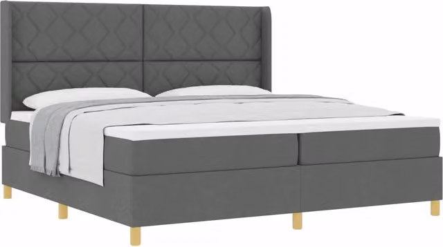 Letto a molle con testiera Grigio scuro 200 x 200 cm Tessuto 3341918