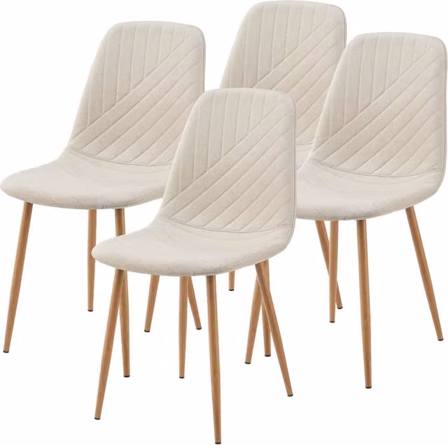 Set di 4 sedie da sala da pranzo Köfering beige con cuciture decorative en.casa