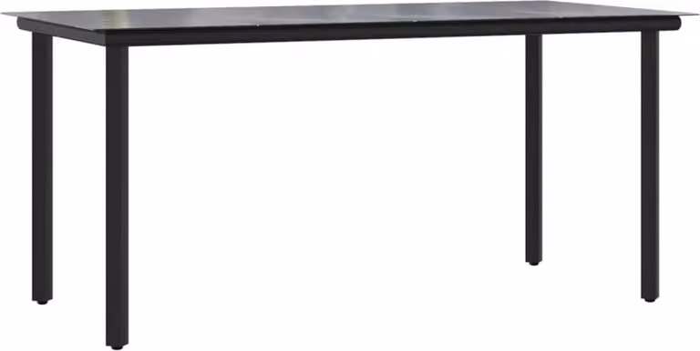 Tavolo Pranzo Giardino Nero 160x80x74 Acciaio e Vetro Temperato