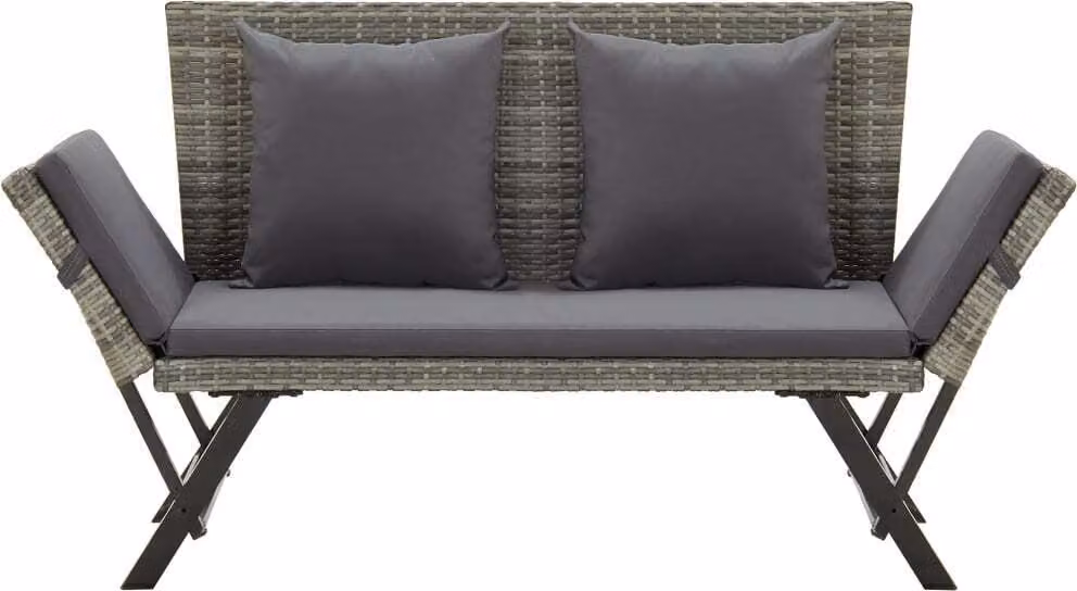 Panchina da Giardino con Cuscini 176 cm in Polyrattan Grigio