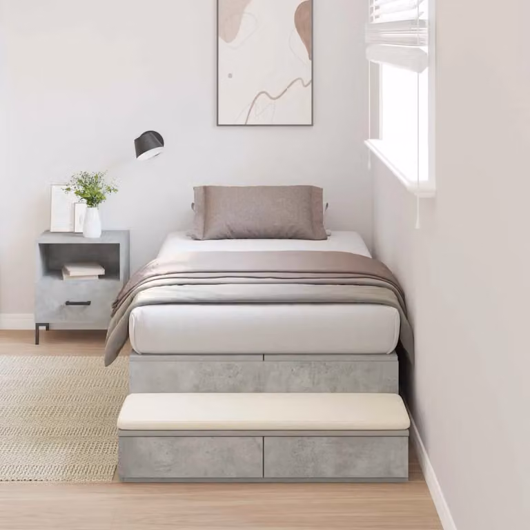 vidaXL Struttura letto con contenitore e cassetti in legno e MDF, Grigio, 80 x 200 cm