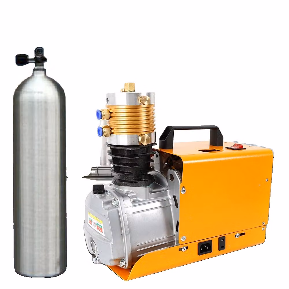 Pompa d'aria ad alta pressione elettrica, 1800W, 30 MPa, con sistema di raffreddamento ad acqua e ad aria. /div Colore: giallo /div