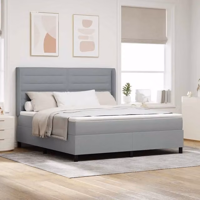Letto a Sorgente LED Grigio chiaro 180 x 200 cm Tessuto 3343455