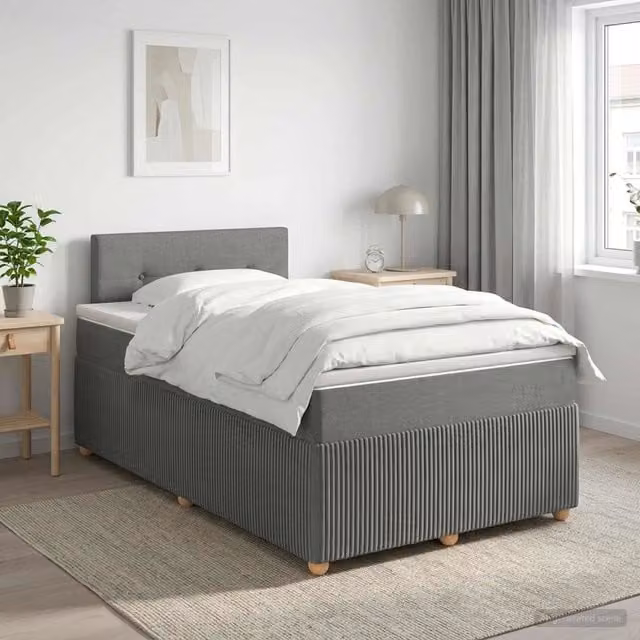 Letto box spring con materasso ibrido vidaXL Grigio e Bianco L/P/H: 120 x 200 x 100,5 cm – 1