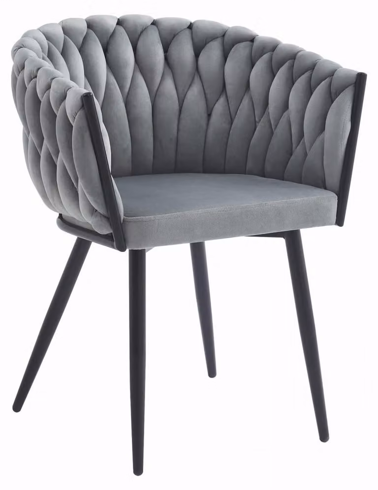 Sedia di design Orion in velluto grigio chiaro