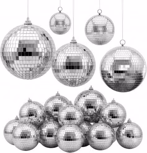 Set di 17 Sfere da Discoteca a Specchio VEVOR Argento con Anello per Appendere per Decorazioni di Feste e Palcoscenici