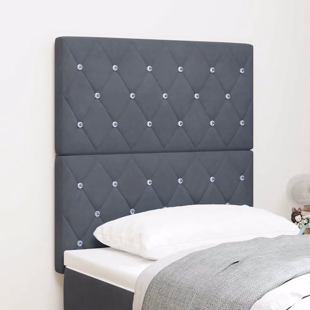 Testiera per letto vidaXL in velluto grigio scuro, Larghezza: 80 cm
