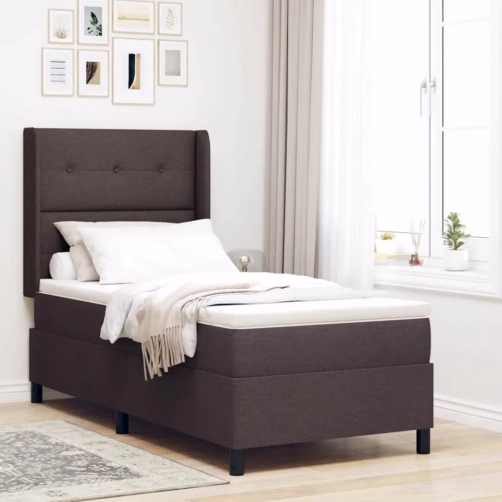 Letto con molle a sacchetti e illuminazione LED vidaXL, Marrone Scuro, L 100 x P 200 cm