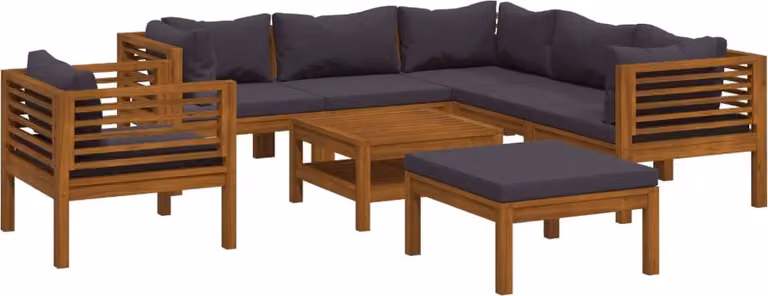 Set Divani da Giardino 8 pz con Cuscini in Massello di Acacia