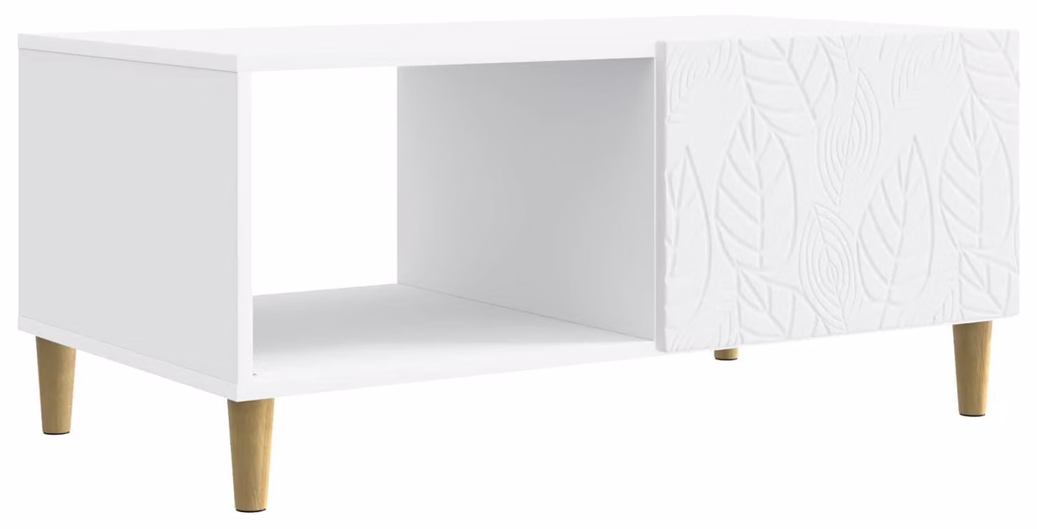 Tavolino da salotto bianco con spazio contenitivo