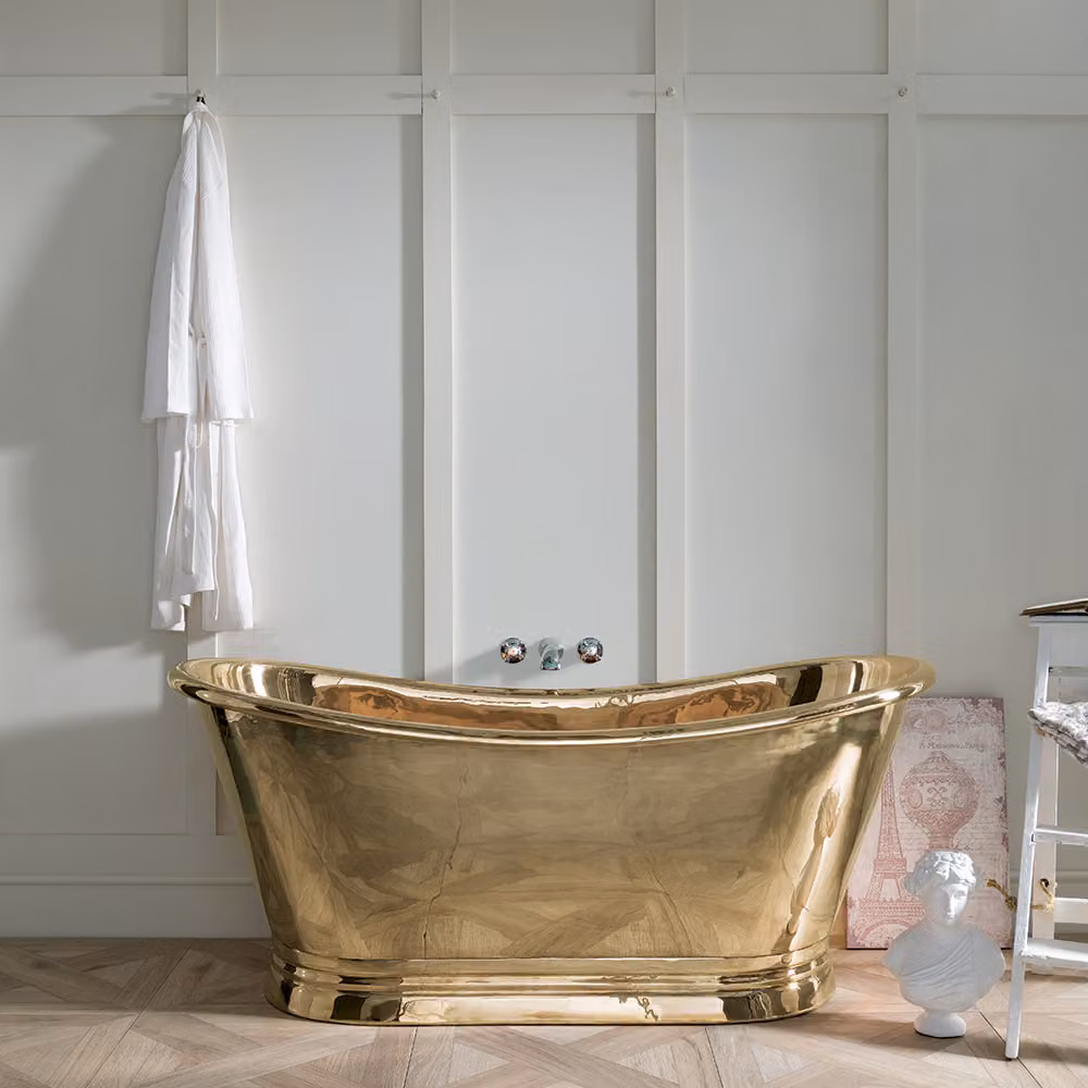 Vasca da Bagno a Doppia Estremità - Interno ed Esterno in Ottone - Scelta di Dimensioni