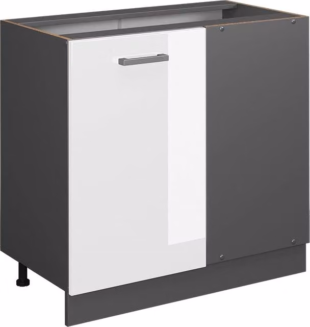 Mobile ad angolo cucina R-Line Bianco lucido/Antracite 86 cm senza piano di lavoro Vicco