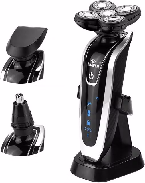 KIT RASOIO ELETTRICO UOMO BARBA NASO PULIZIA VISO IMPERMEABILE USB RICARICABILE