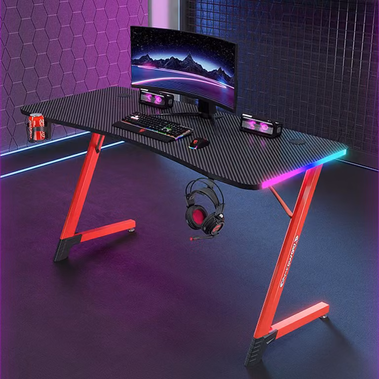 Tavolo da gioco Scrivania per computer Scrivania da gioco RGB Tavolo da gioco Tavolo per gamer Tavolo per PC 120*60*74cm NeroRosso 【D2209-120HT】