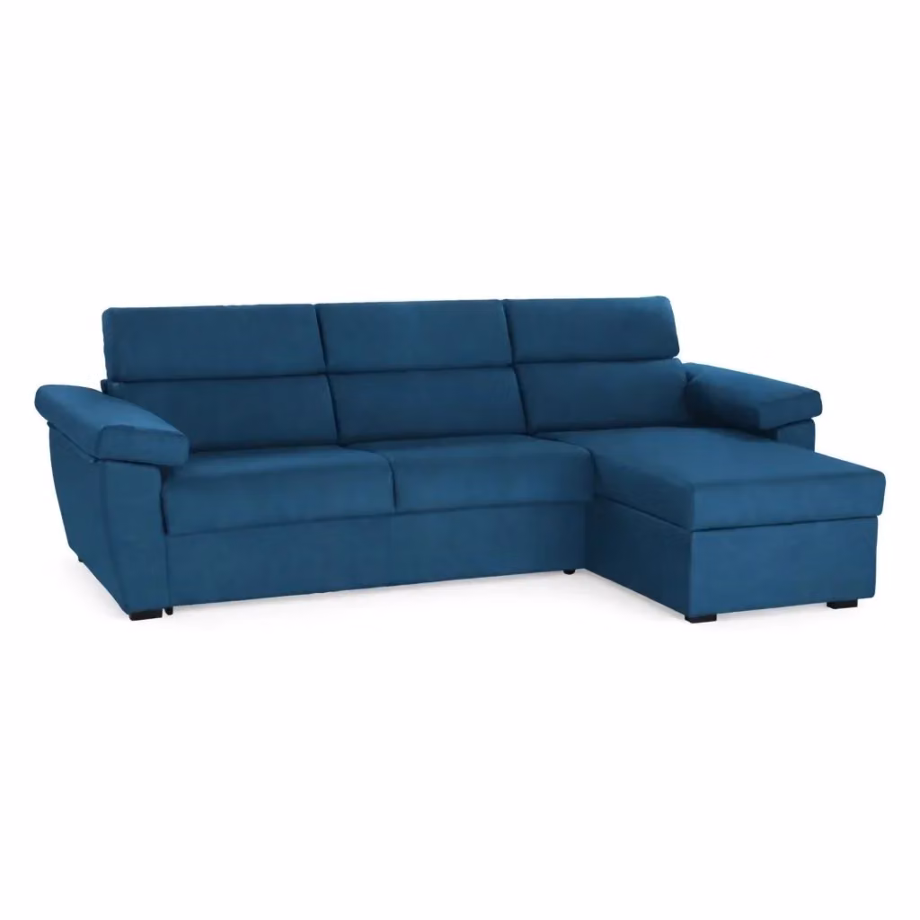 Divano angolare Ceto DMORA blu con penisola sfoderabile e struttura in legno Made in Italy L/P: 285 x 160 cm – 2