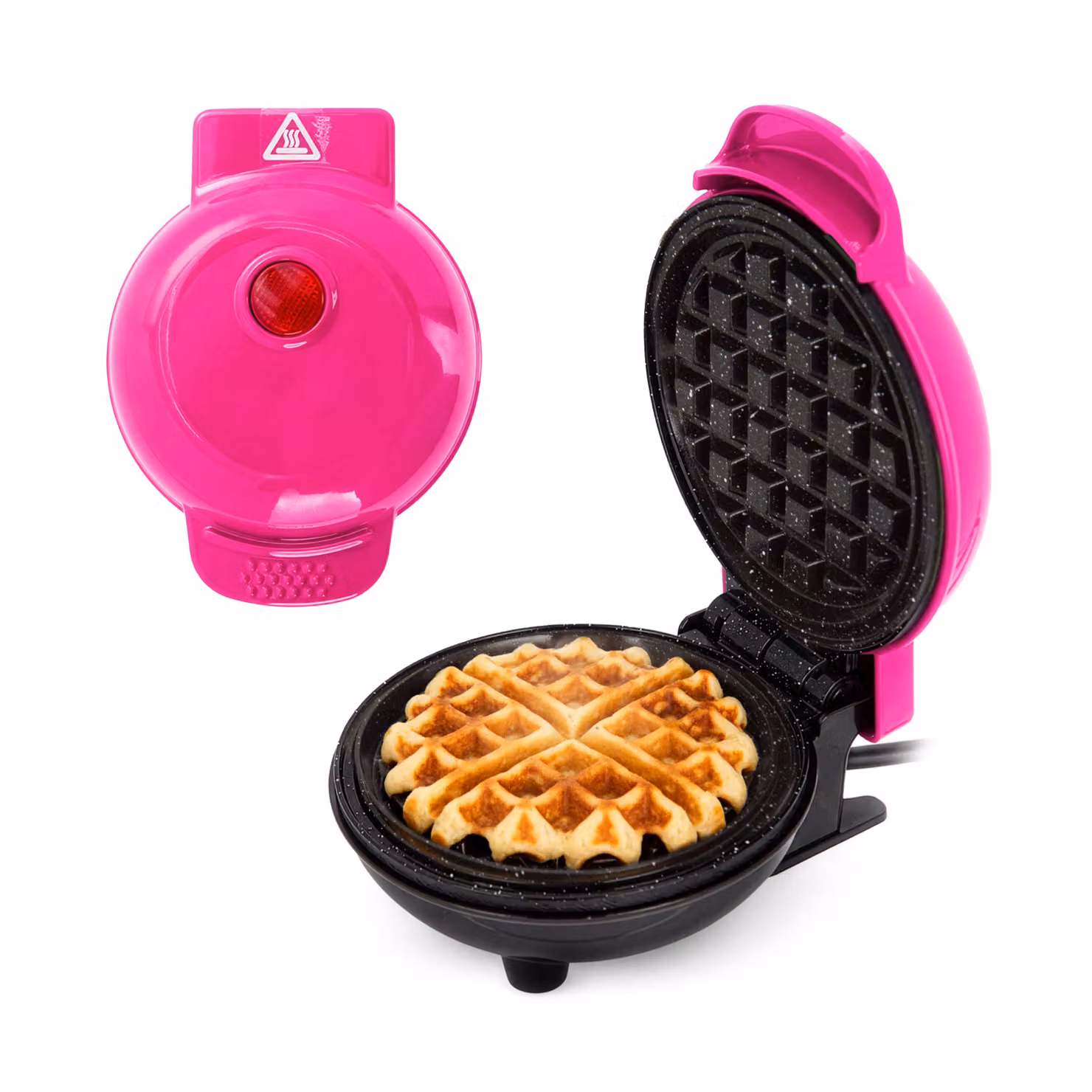 Mini piastra per waffle rotonda KASANOVA rosa in plastica, diametro 12 cm – 2