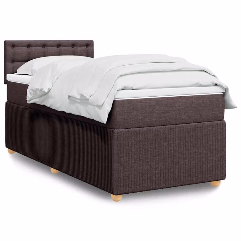 vidaXL Giroletto a Molle con Materasso Ibrido in Tessuto Marrone e Bianco L/P/H: 200 x 90 x 100,5 cm