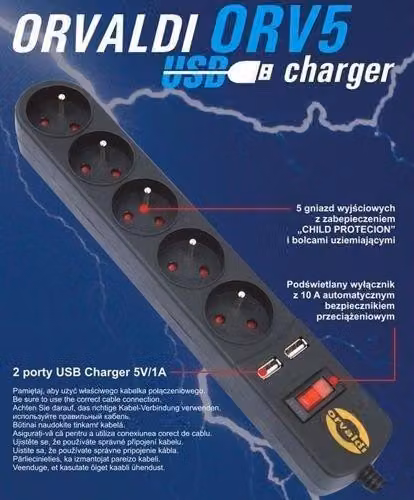 Alimentatore orvaldi orv-5 3m usb Presa di corrente orvaldi orv-5 3m usb