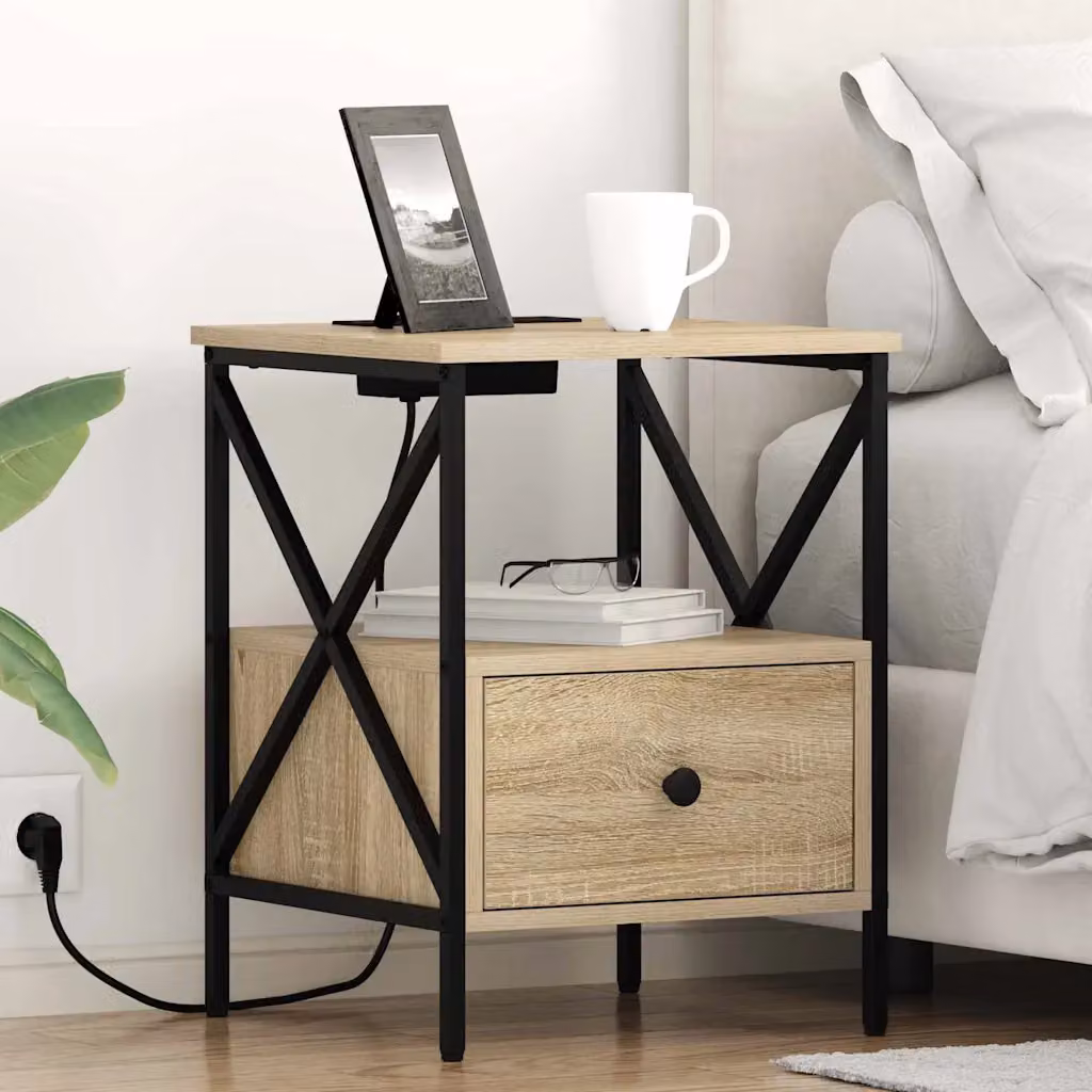 Armadio da Notte vidaXL in Rovere Sonoma Marrone L: 41,5 cm, P: 40,5 cm, H: 55 cm