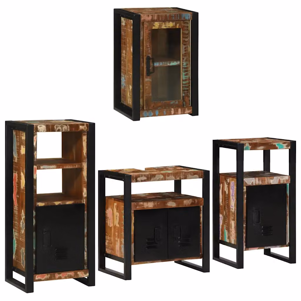 Set di mobili per il bagno moderno vidaXL in legno e metallo multicolore nero L/P/H: 55 x 35 x 60 cm