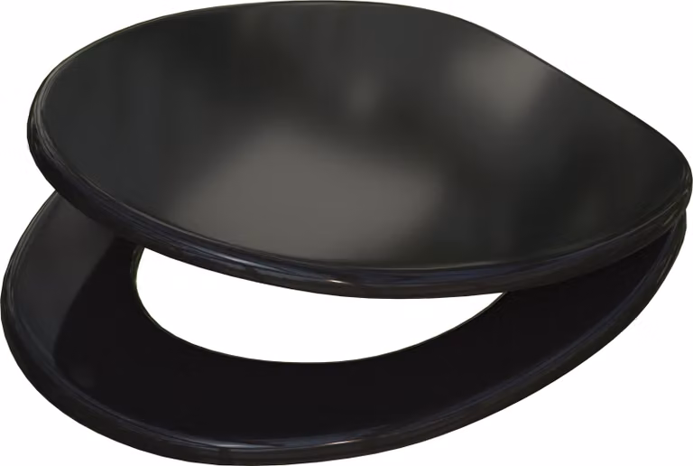 Sedile WC nero con chiusura ammortizzata - MDF, cerniere in metallo