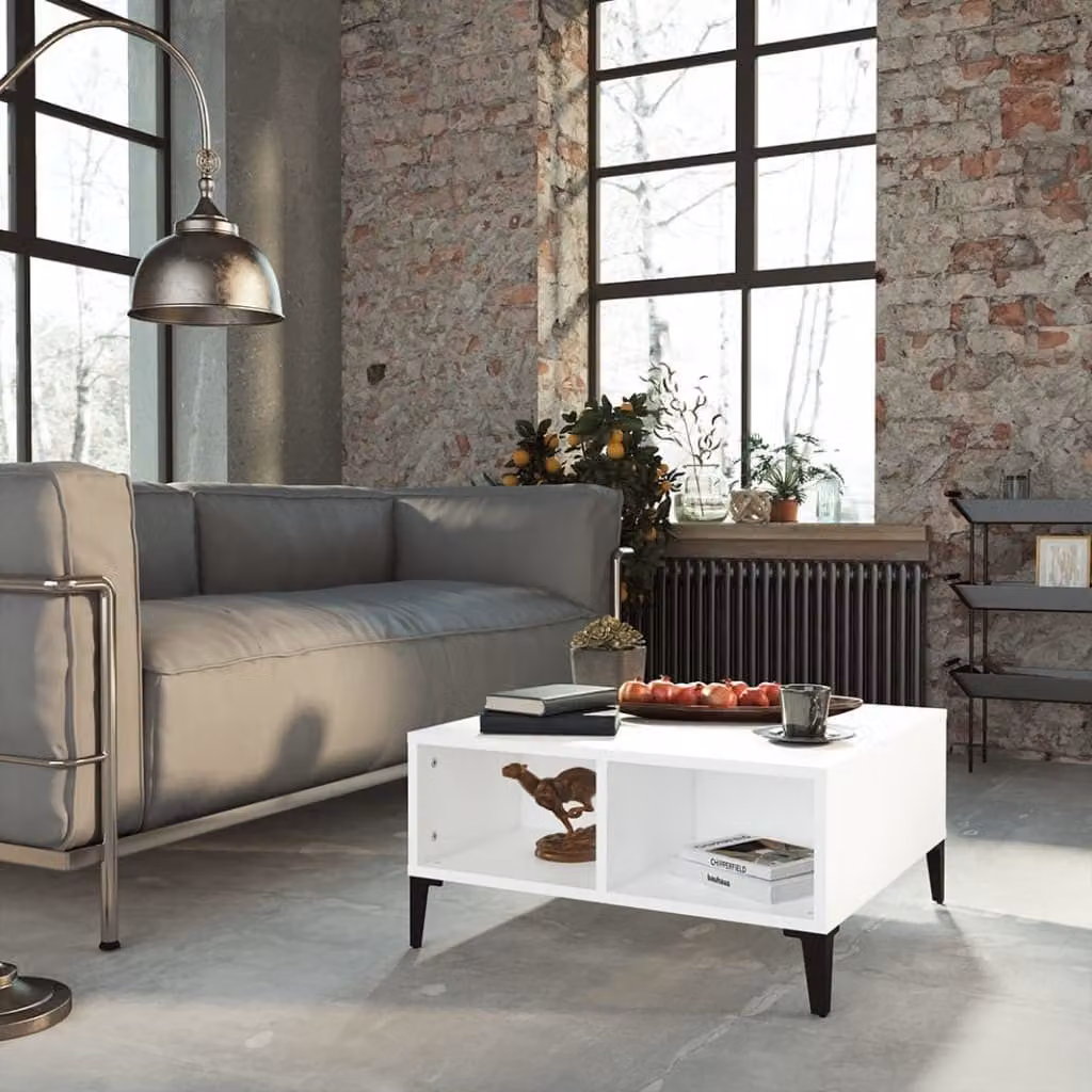 Tavolino The Living Store bianco 60x60x30 cm in materiale ligneo