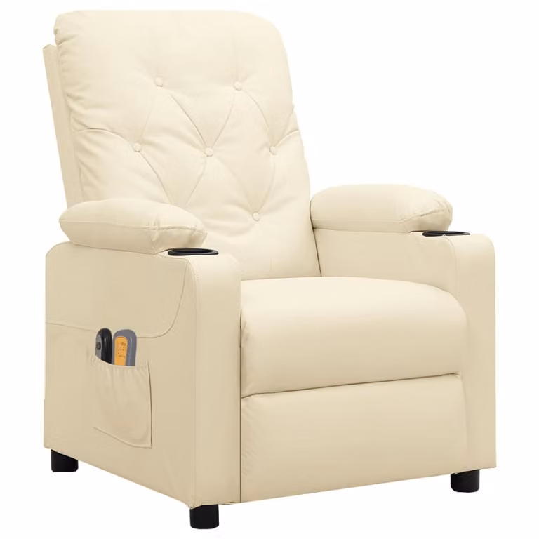 vidaXL Sedia da massaggio elettrica in Pelle finta crema