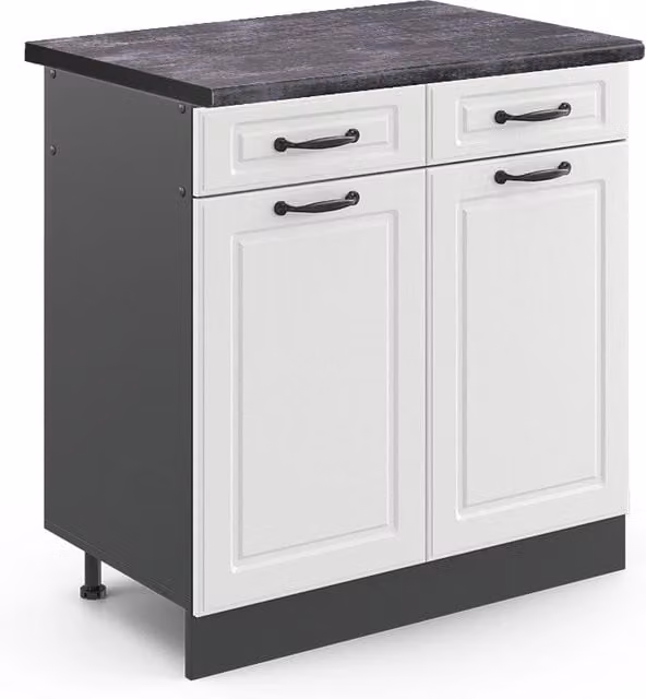 Mobiletto base per cucina R-Line Bianco rustico/Antracite 80 cm, PL Antracite Vicco