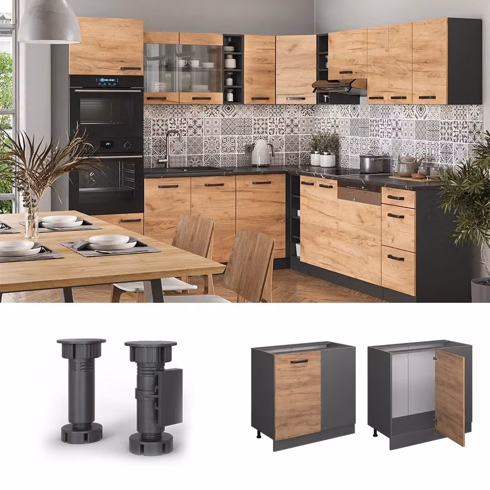 Mobile ad angolo cucina Vicco R-Line Rovere e Antracite L: 86 cm – 2