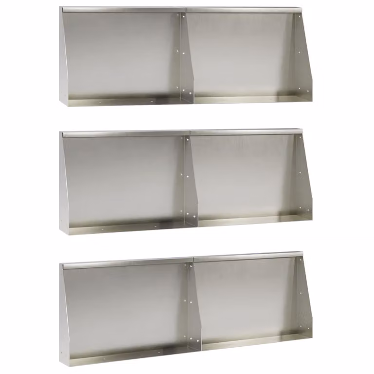 Set di 6 pezzi di aiuole rialzate vidaXL in acciaio inox argento, L: 60 cm, P: 30 cm, H: 12 cm