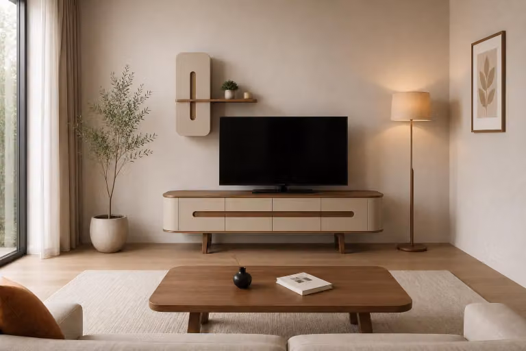 Set di alta qualità per il soggiorno, composto da parete TV e tavolino