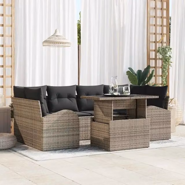 Set Divano da Giardino 7 pz Grigio Rattan in Polipropilene 3357312