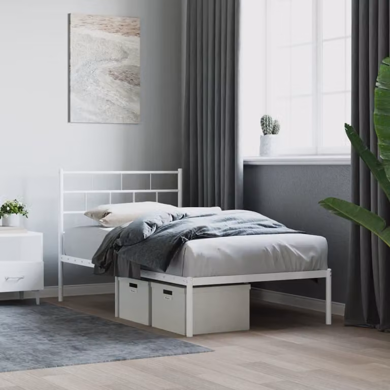 Giroletto vidaXL con testiera in metallo bianco senza materasso L: 79,5 cm, P: 196 cm, H: 90 cm