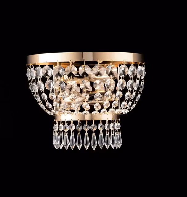 Applique Classica Mozart Bonetti Illumina in Metallo e Cristallo Oro con 2 Luci E14