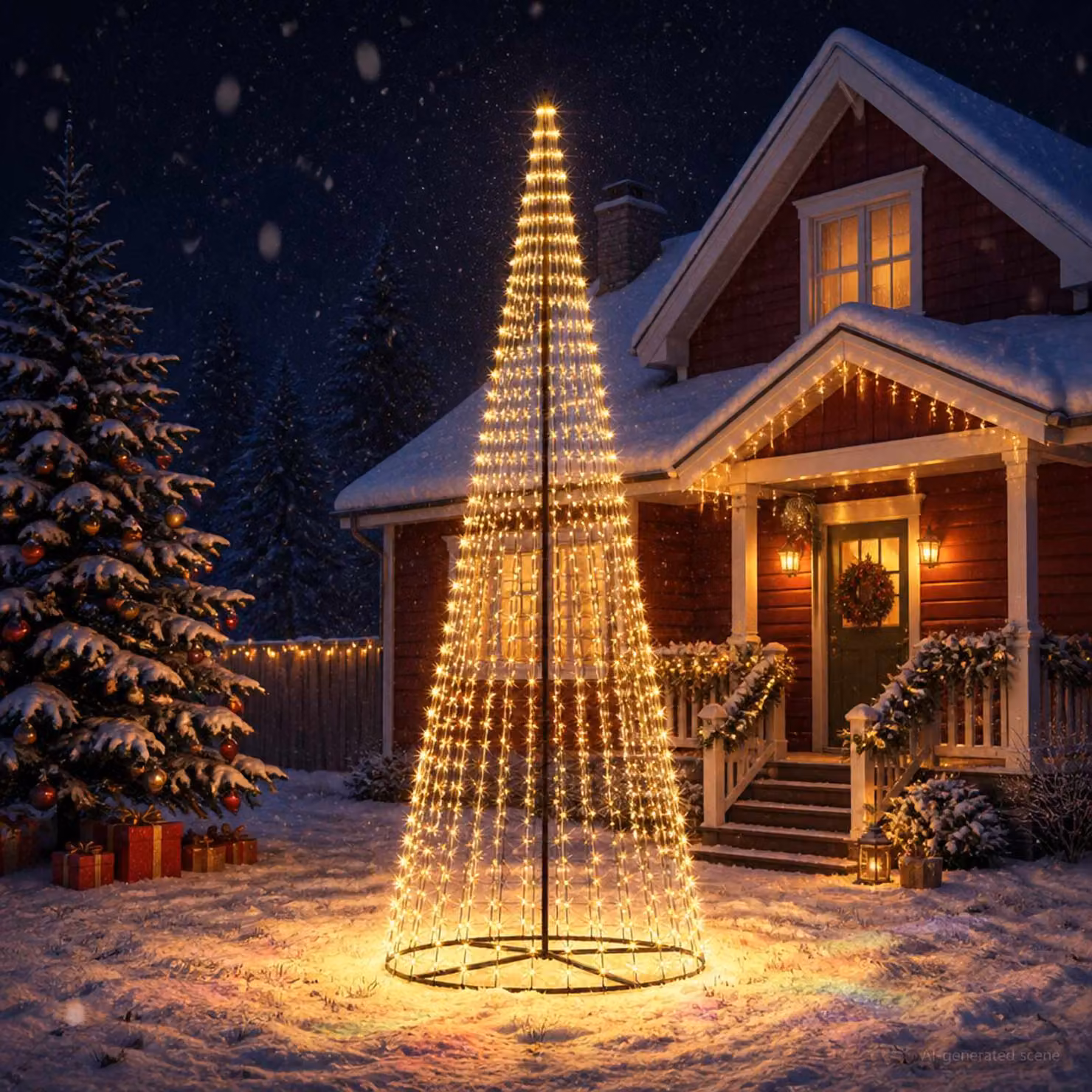 vidaXL Albero di Natale LED 385 cm 1148 LED Bianco caldo Ferro Nero