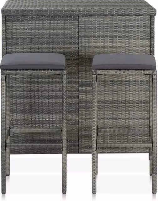 Set da Bar 3 pz in Polyrattan Grigio CFW1859949