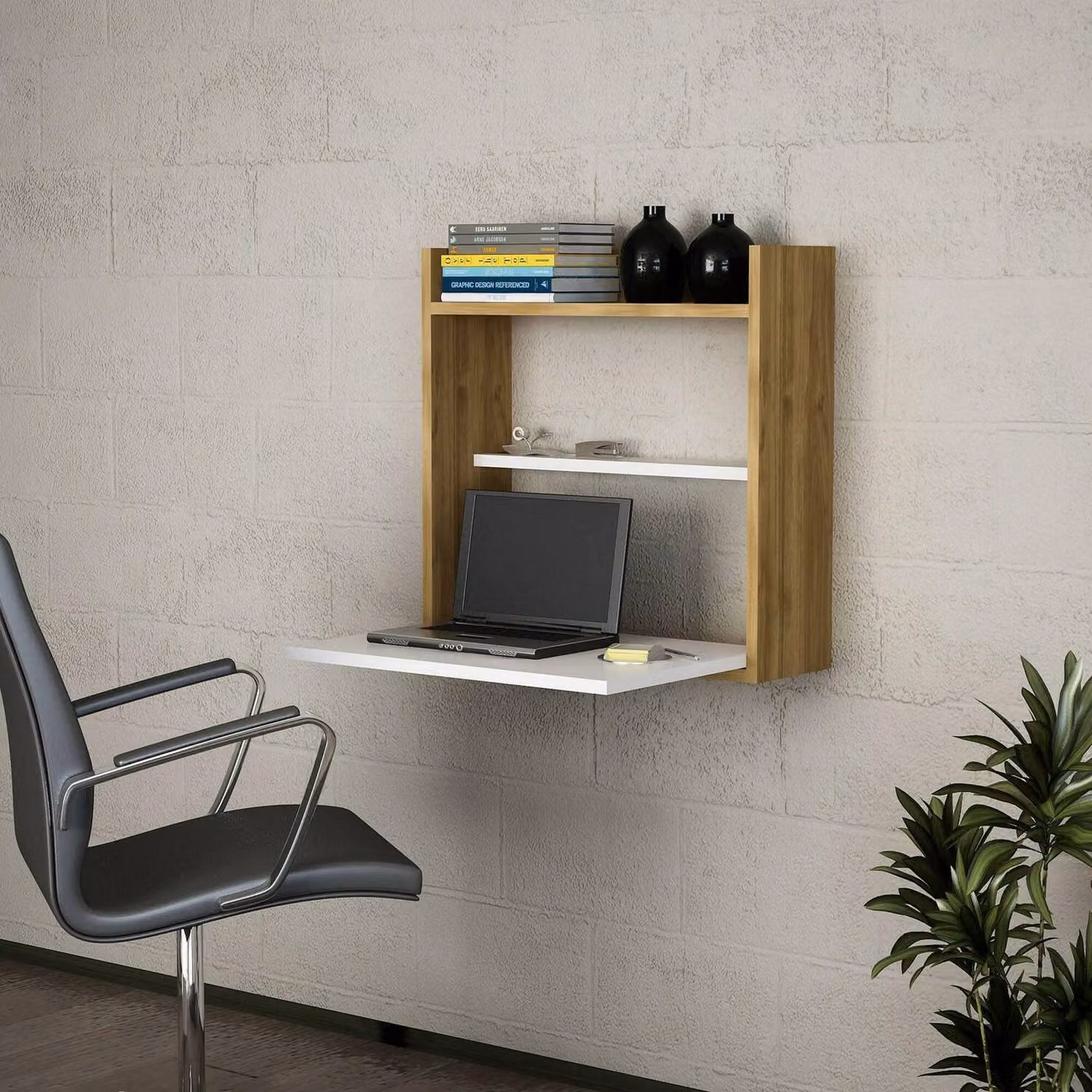 Dmora Scrivania Bariano 19.6x60x60h cm Bianco, un Vano Materiale Piano in Legno Nobilitato