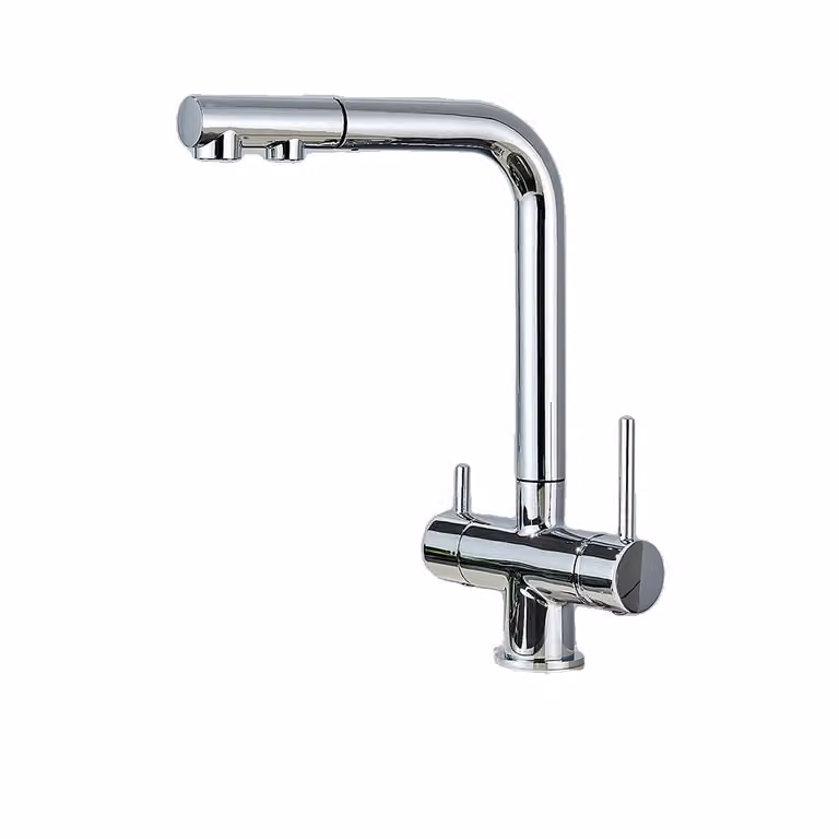 Rubinetto da cucina a soffitto, doppio supporto, orientabile a 360 gradi, rubinetto cromato