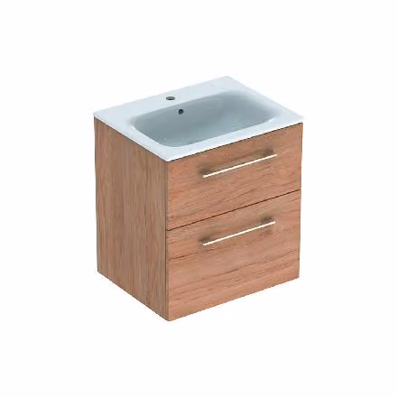 Geberit Selnova Square - Mobile lavabo 635x588x480 mm, con lavabo, 2 cassetti, noce chiaro 501.239.00.1