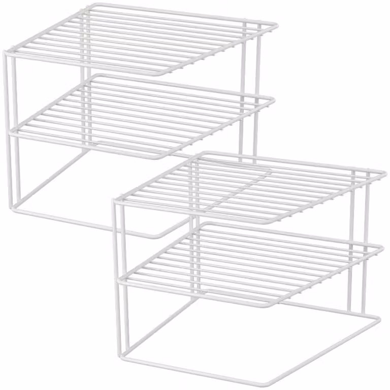 2 inserti per scaffali con 2 ripiani - Bianco, 25x25x20 cm, metallo con rivestimento in plastica