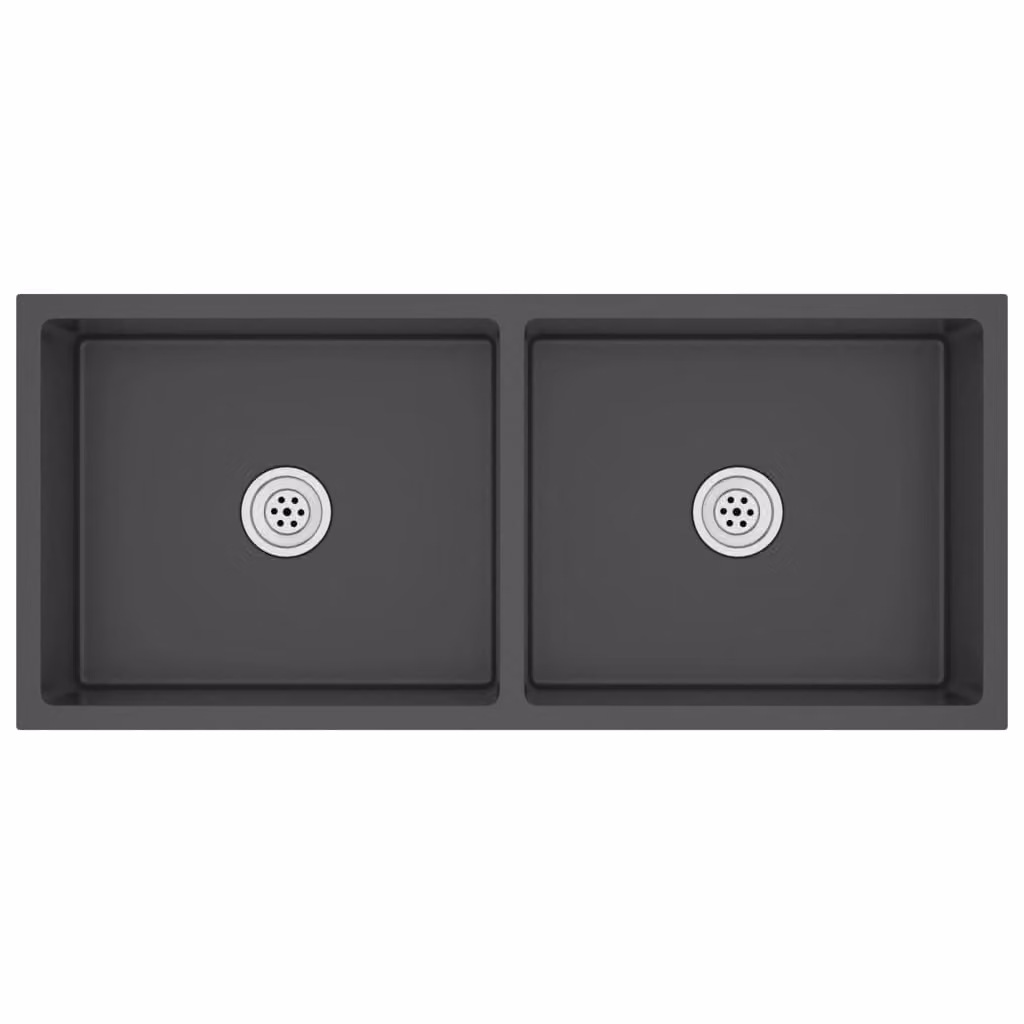The Living Store Lavello da incasso a mano in acciaio inox nero