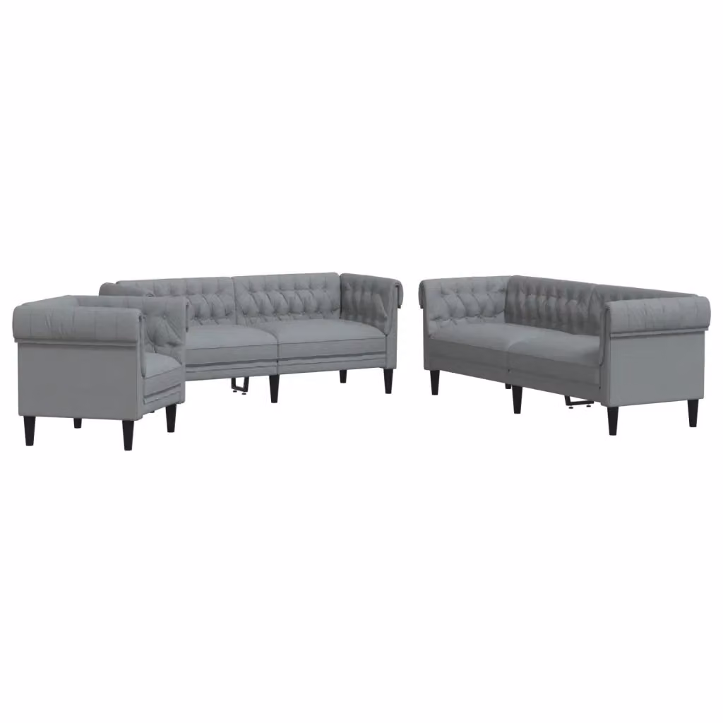 Set di divani moderno vidaXL in tessuto grigio composto da un divano a 3 posti e un divano a 2 posti con cuscini inclusi – 2