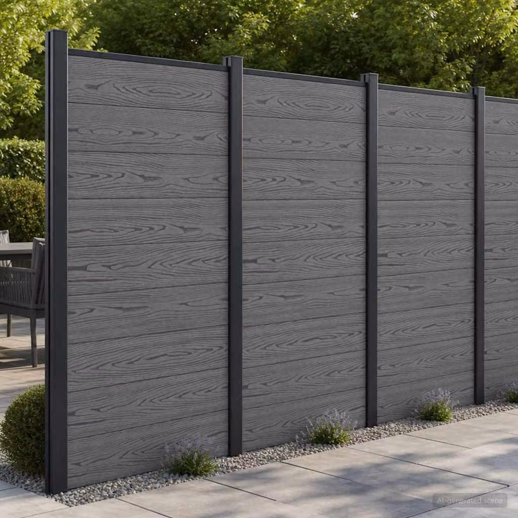 Maison Exclusive - Pannello per recinzione 95 x 186 cm, materiale composito legno-plastica (WPC) e alluminio, colore grigio