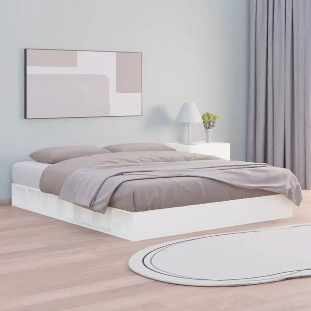Letto con giroletto in legno massello di pino bianco vidaXL L/P: 140 x 200 cm